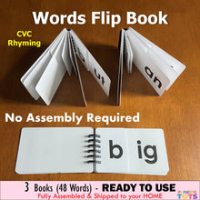 Load image into Gallery viewer, Words Flip Book, CVC Rhyming words, Word Families
