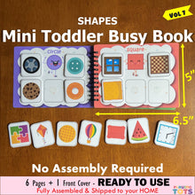 Load image into Gallery viewer, Toddler Mini Busy Book VOL7, Learning Binder, Quiet Book, Shapes Sorting