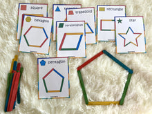 Load image into Gallery viewer, Popsicle Sticks Shapes Activity, Busy Bags, Toddlers and Preschoolers, MontessorI