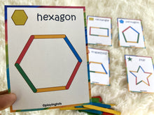 Load image into Gallery viewer, Popsicle Sticks Shapes Activity, Busy Bags, Toddlers and Preschoolers, MontessorI