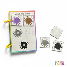 Load image into Gallery viewer, Toddler Mini Busy Book, Travel Size Activity Book, Matching First Busy Book for Babies