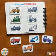 Load image into Gallery viewer, Toddler Busy Book, Learning Binder, Fun Quiet Book, Vehicles Busy Book, Preschool Busy book