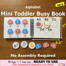 Load image into Gallery viewer, Toddler Mini Busy Book VOL5, Learning Binder, Quiet Book, Alphabet and Beginning Sounds