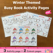Load image into Gallery viewer, Snowman Winter Toddler Busy Book Activity Pages