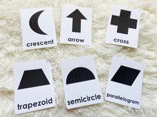Load image into Gallery viewer, 2D Shapes Flashcards, Montessori 3-part cards