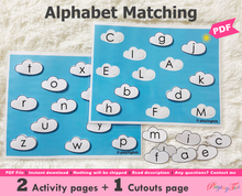 Load image into Gallery viewer, Alphabet Matching Activity, Uppercase to Lowercase Match, Toddler Busy Book, Learning Binder, Quiet Book