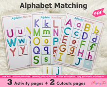 Load image into Gallery viewer, Alphabet Matching Activity, Uppercase to Lowercase Match, Toddler Busy Book, Learning Binder, Quiet Book
