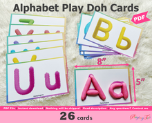 Load image into Gallery viewer, Alphabet PlayDoh Cards, Uppercase and Lowercase Letters Practice, Play Dough Activity