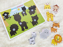 Load image into Gallery viewer, Animals Shadow/ silhouette Matching Activity, Toddler Busy Book, Learning Binder, Quiet Book
