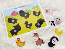 Load image into Gallery viewer, Animals Shadow/ silhouette Matching Activity, Toddler Busy Book, Learning Binder, Quiet Book