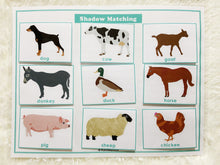Load image into Gallery viewer, Animals Shadow/ Silhouette Matching Activity, Toddler Busy Book, Learning Binder, Quiet Book