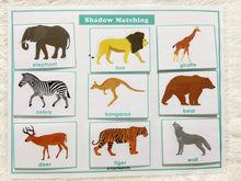 Load image into Gallery viewer, Animals Shadow/ Silhouette Matching Activity, Toddler Busy Book, Learning Binder, Quiet Book