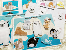 Load image into Gallery viewer, Arctic Animals Toddler Busy Book, Learning Binder, Quiet Book, Winter Busy Book