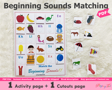 Load image into Gallery viewer, Beginning Sounds Matching Activity