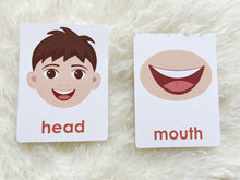 Load image into Gallery viewer, Body Parts Flashcards, Montessori 3-part cards
