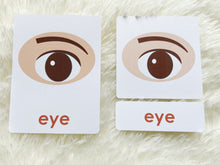 Load image into Gallery viewer, Body Parts Flashcards, Montessori 3-part cards