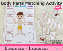 Load image into Gallery viewer, Body Parts Matching Activity
