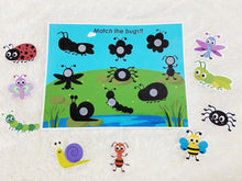 Load image into Gallery viewer, Bugs Matching Activities, Shadow or Silhouette Matching Activity, Toddler Busy Book, Learning Binder, Quiet Book