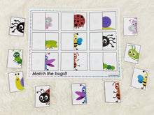 Load image into Gallery viewer, Bugs Matching Activities, Shadow or Silhouette Matching Activity, Toddler Busy Book, Learning Binder, Quiet Book