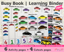 Load image into Gallery viewer, Car Themed Busy Book, Vehicle Busy Book