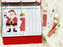 Load image into Gallery viewer, Christmas Toddler Busy Book, Winter Learning Binder, Holiday Quiet Time Activities, Christmas themed Printables