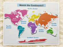 Load image into Gallery viewer, Continents Matching Activity