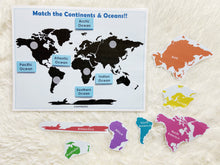Load image into Gallery viewer, Continents and Oceans Matching Activity