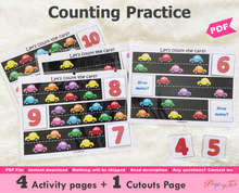 Load image into Gallery viewer, Counting Practice, Car Counting Activity, Number Matching, Preschool Math, Learn to count