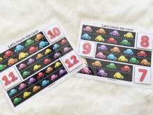 Load image into Gallery viewer, Counting Practice, Car Counting Activity, Number Matching, Preschool Math, Learn to count