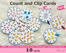 Load image into Gallery viewer, Count and Clip Animals Cards