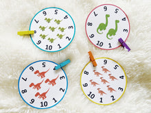 Load image into Gallery viewer, Count and Clip Dinosaur Cards, Toddler, Preschool, Prek Math