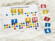 Load image into Gallery viewer, Counting Practice Activity Mat, Preschool Math, Learn to count, Montessori Counting