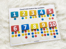 Load image into Gallery viewer, Counting Practice Activity Mat, Preschool Math, Learn to count, Montessori Counting