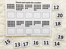 Load image into Gallery viewer, Ten Frames Number Matching Activity, Numbers 11 to 20