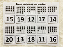 Load image into Gallery viewer, Ten Frames Number Matching Activity, Numbers 11 to 20