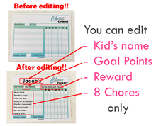 Load image into Gallery viewer, Editable Chore Chart, Kids Chore Chart, Daily Routine Tracking Chart, Daily Tasks for Kids