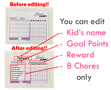 Load image into Gallery viewer, Editable Kids Chore Chart