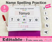 Load image into Gallery viewer, Editable 5 Letter Name Spelling Practice Activity Printable, Name Building and Writing
