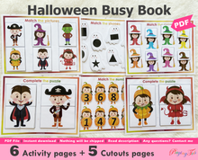 Load image into Gallery viewer, Halloween Busy Book, Fall or Autumn Quiet Book, Learning Binder