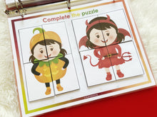 Load image into Gallery viewer, Halloween Busy Book, Fall or Autumn Quiet Book, Learning Binder