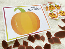 Load image into Gallery viewer, Build Jack O Lantern, Fall/ Autumn themed Shapes Activities
