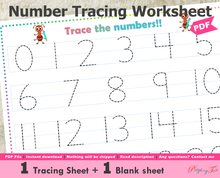 Load image into Gallery viewer, Numbers Tracing Worksheets