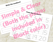 Load image into Gallery viewer, Numbers Tracing Worksheets