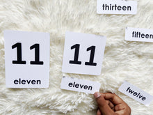 Load image into Gallery viewer, Number Flashcards 11 - 20, Montessori 3-part cards