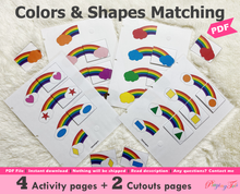 Load image into Gallery viewer, Colors and Shapes Matching Activity, Toddler Busy Book, Learning Binder, Quiet Book