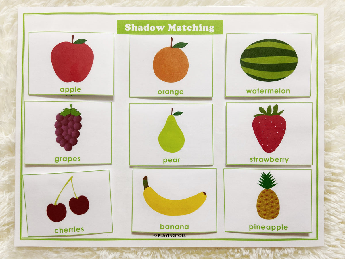 Shadow Matching, Fruits and Vegetables – Playingtots