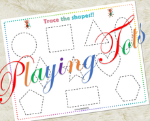 Load image into Gallery viewer, 2D Shapes Tracing Worksheet, Pre-Writing Tracing Shapes