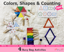 Load image into Gallery viewer, Colors Match, Count and Match, Shapes Formation