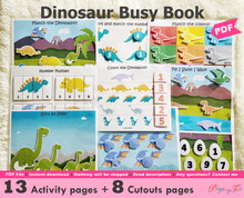 Load image into Gallery viewer, Dinosaur Toddler Busy Book, Learning Binder, Quiet Book
