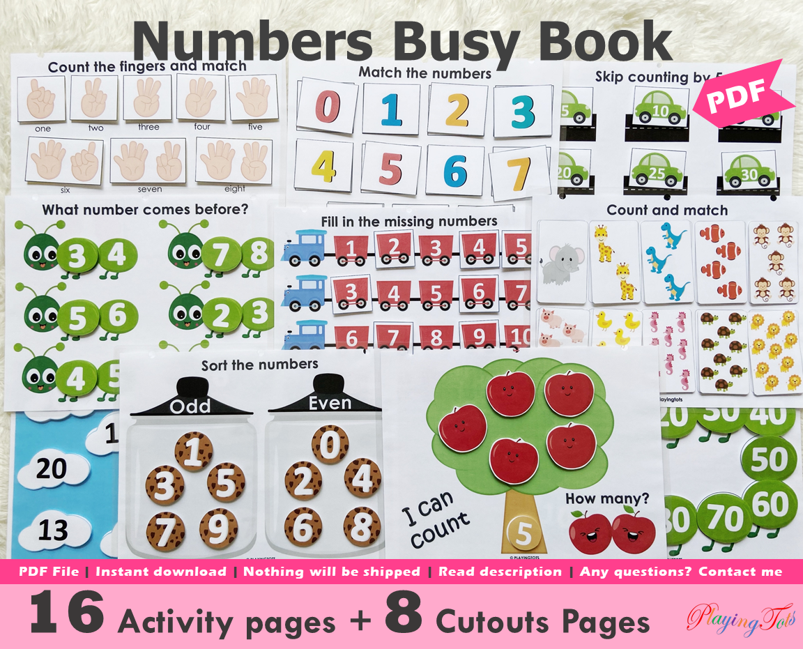 Numbers Busy Book, Math Learning Binder – Playingtots